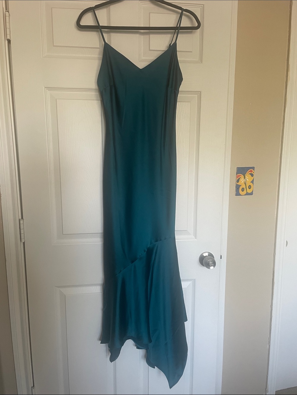 STEVE MADDEN Teal Satin Asymmetrical Dress